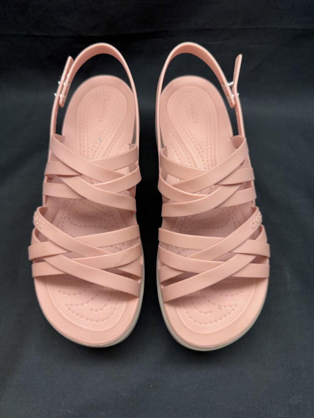 Crocs Brooklyn Strappy Platform Sandals Blush Pink LiteRide Women's Size 8 - Picture 11 of 14